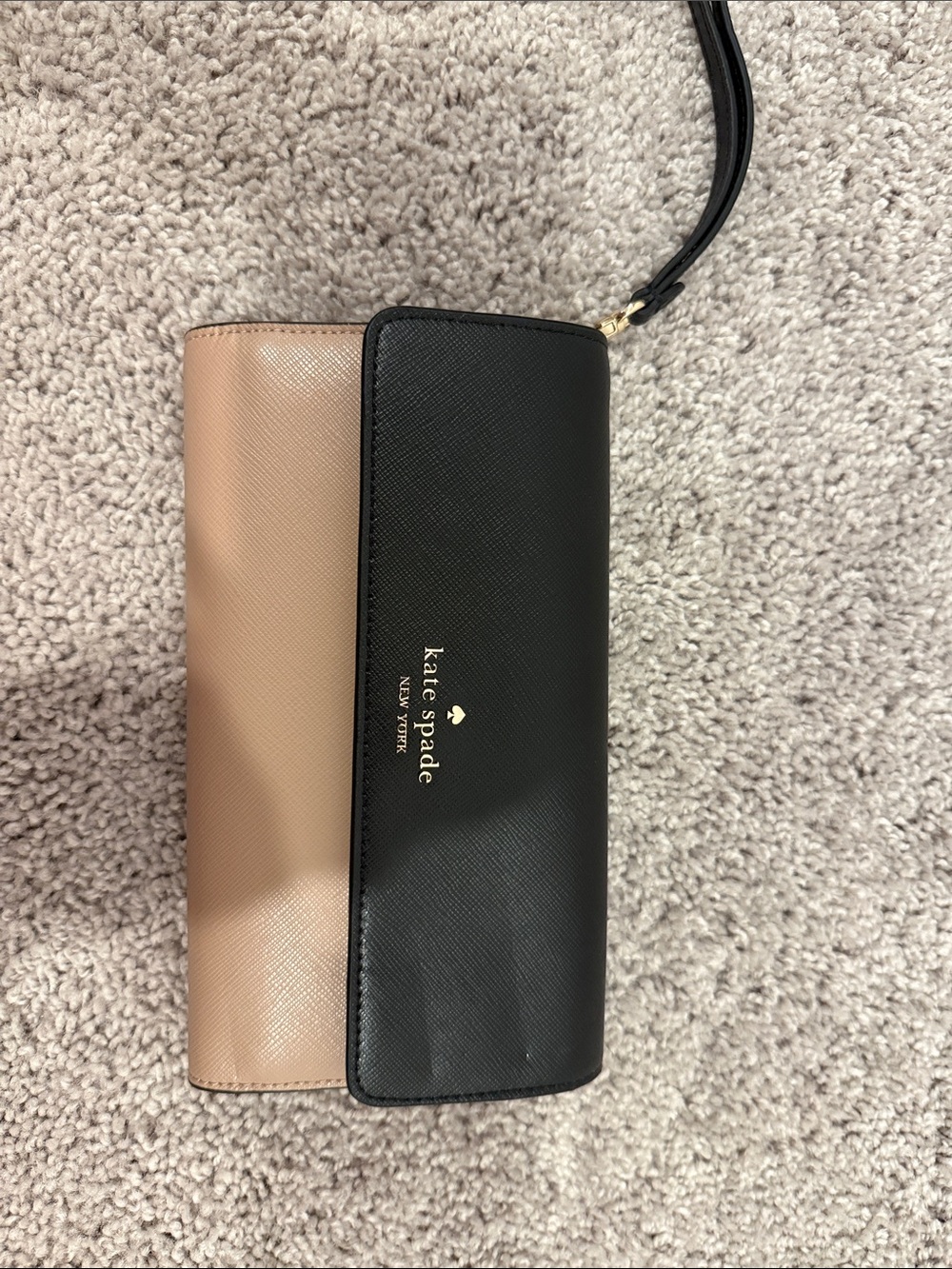 kate spade Black and Taupe Two-Tone Leather Wristlet